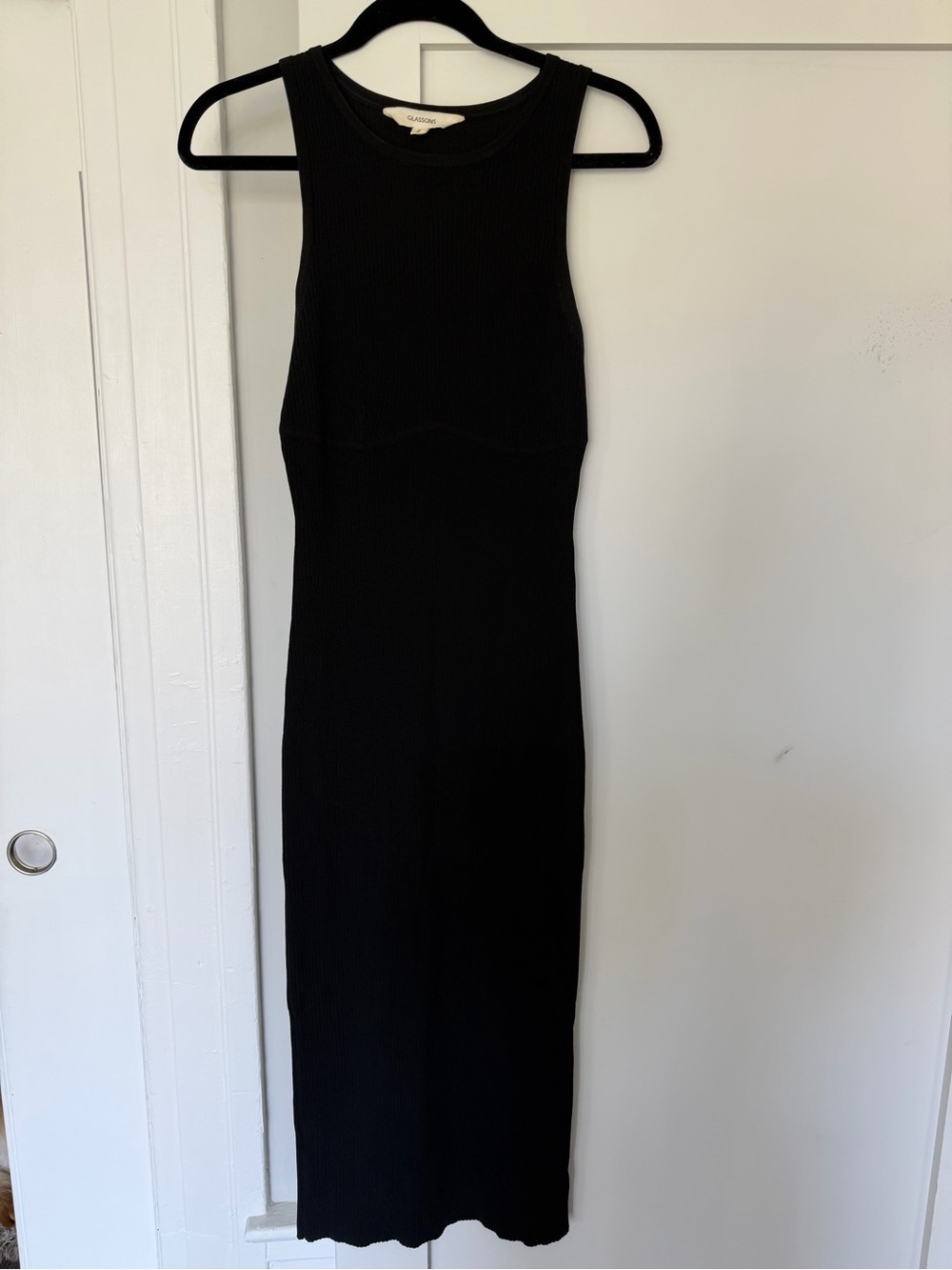Glassons Australia Black Ribbed Sleeveless Midi Dress